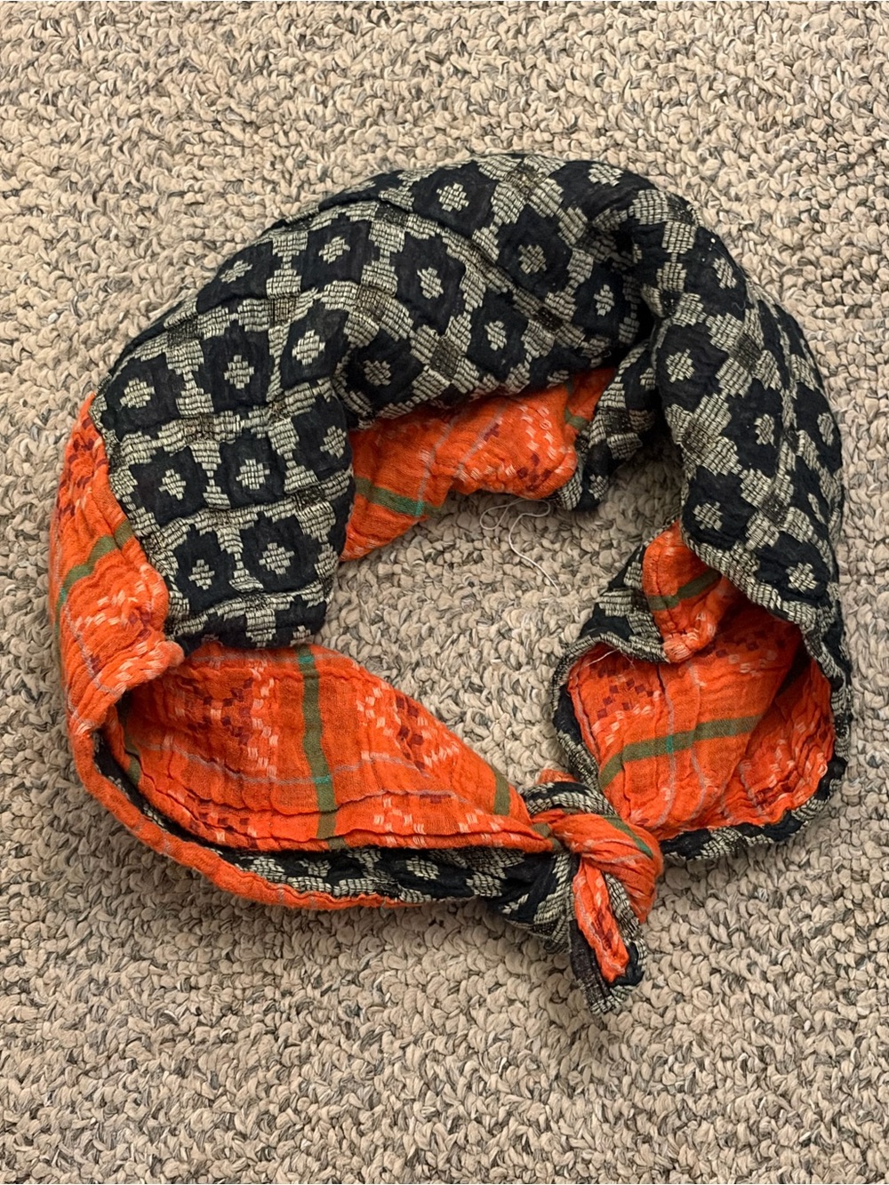 Ace & Jig Black, Orange and Green Reversible Scarf Wrap